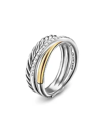 Crossover Three Row Ring Sterling Silver