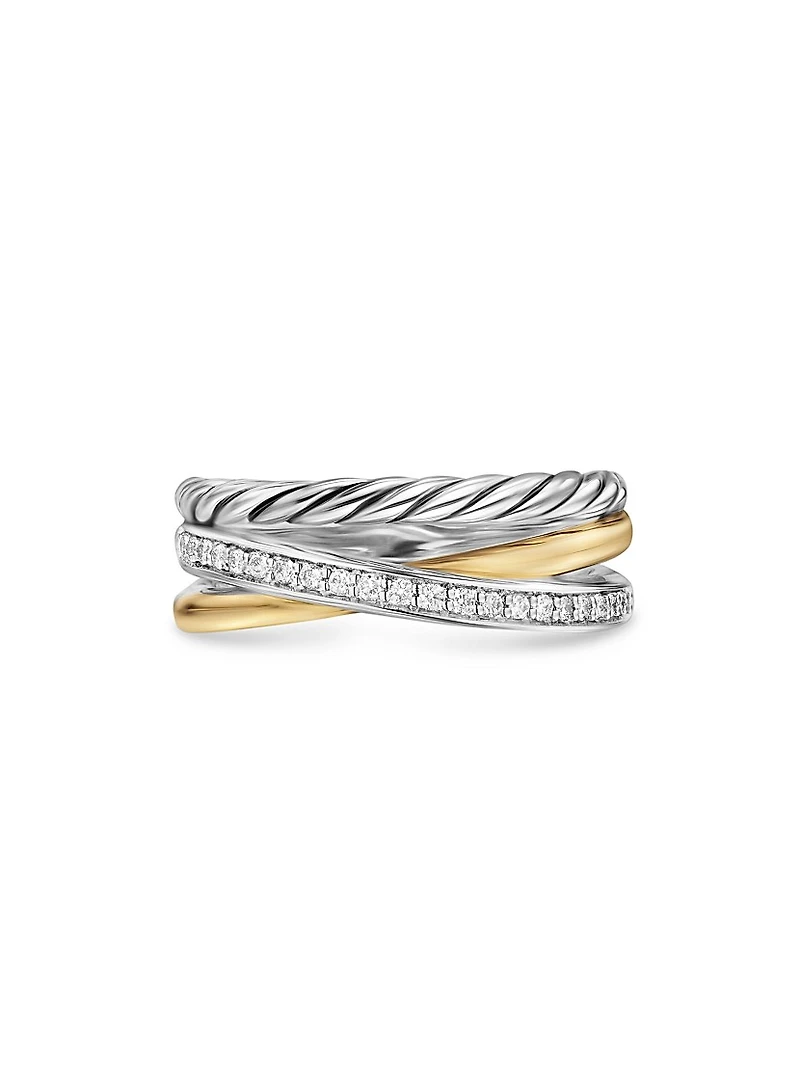 Crossover Three Row Ring Sterling Silver
