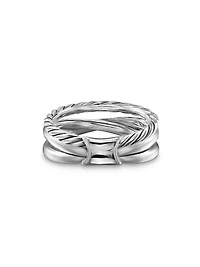Crossover Three Row Ring Sterling Silver