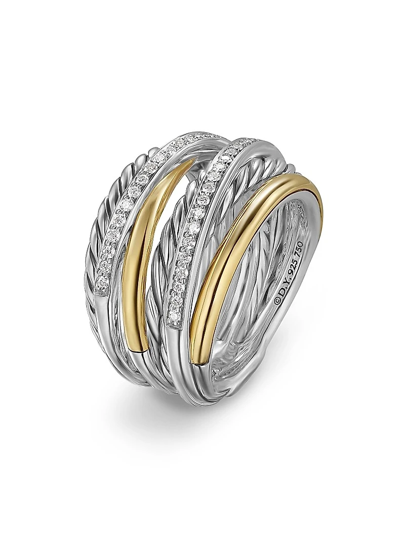 Crossover Seven Row Ring Sterling Silver
