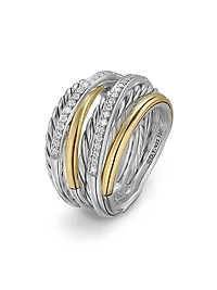 Crossover Seven Row Ring Sterling Silver