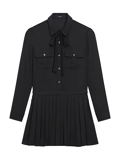 Button-Front Pleated Minidress