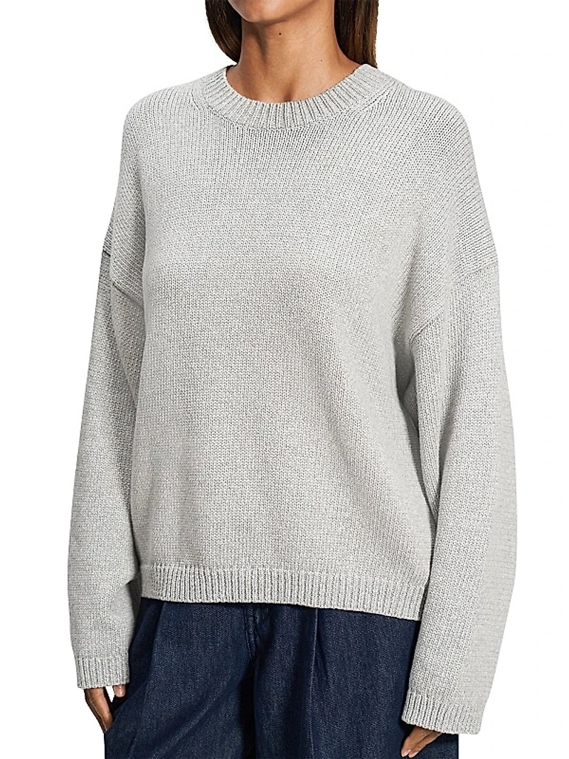Oversized Cotton-Blend Crewneck Sweater