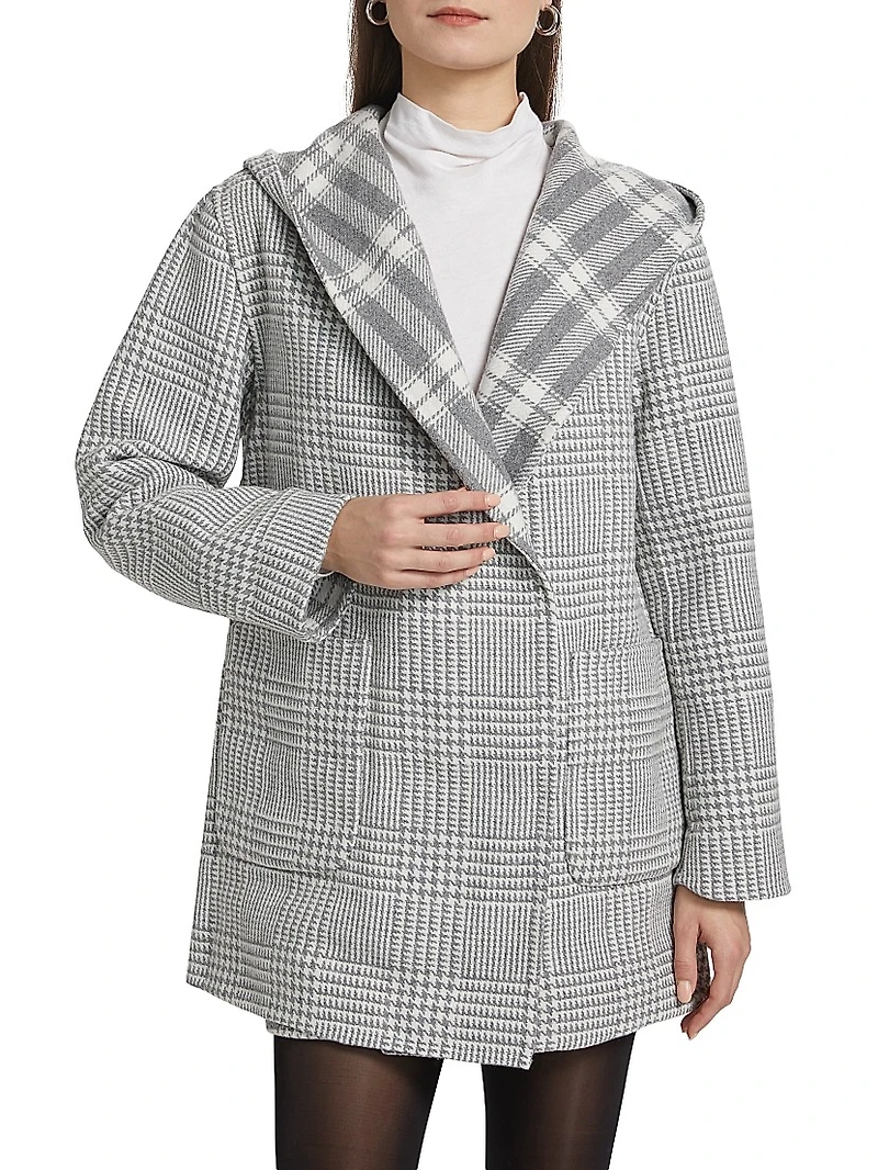 Elliott Reversible Plaid Hooded Coat