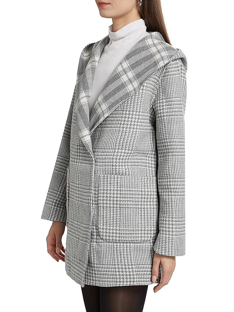 Elliott Reversible Plaid Hooded Coat