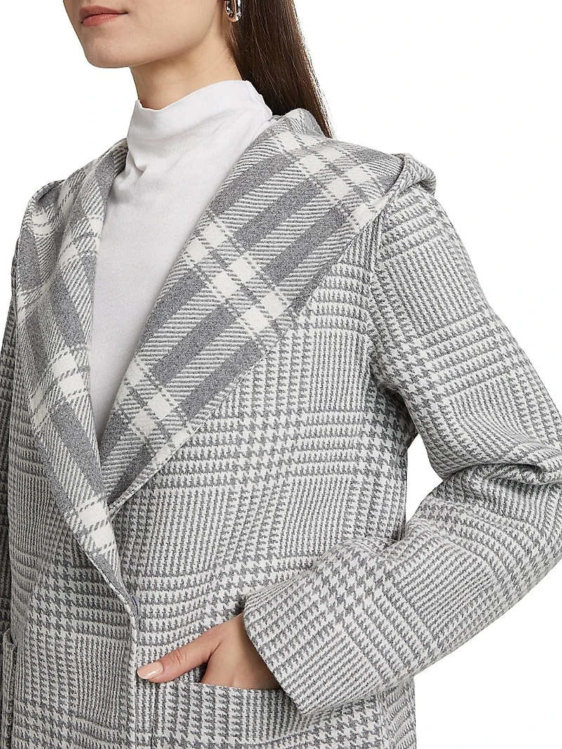 Elliott Reversible Plaid Hooded Coat