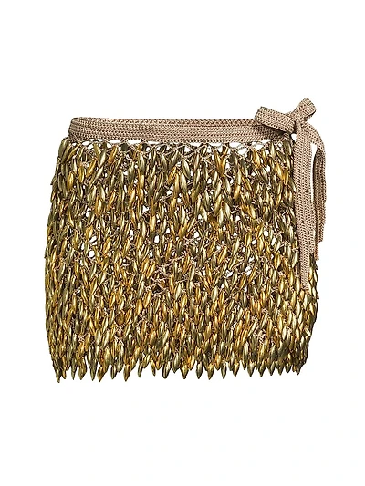 Adora Bead-Detailed Crochet Miniskirt
