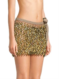Adora Bead-Detailed Crochet Miniskirt
