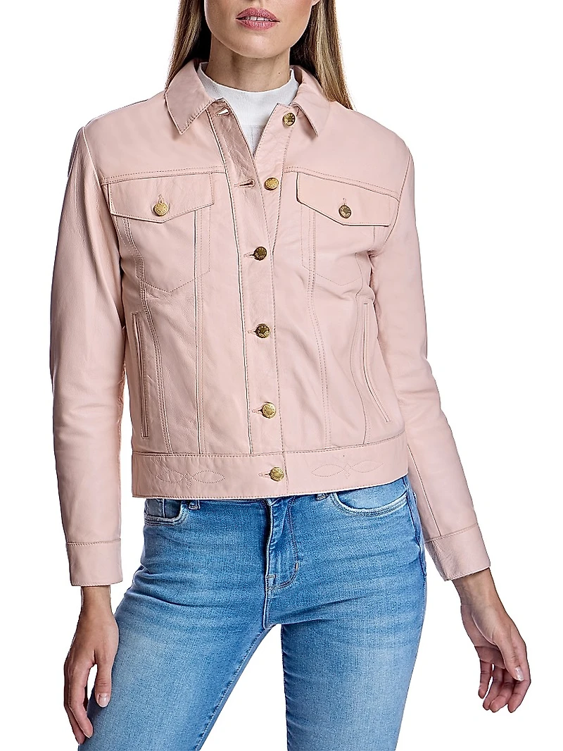 Leather Buttondown Shirt Jacket