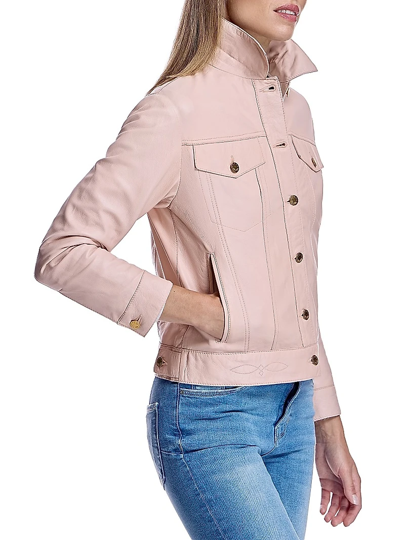 Leather Buttondown Shirt Jacket