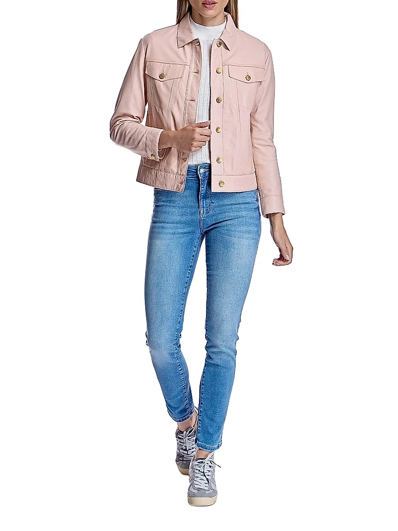 Leather Buttondown Shirt Jacket