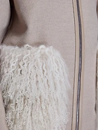 Hooded Woolblend Jacket with Mongolian Lamb Trim