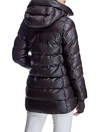 Horizontal Leather Puffer Jacket