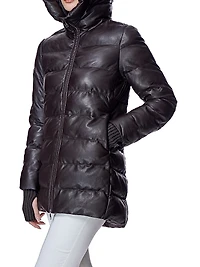 Horizontal Leather Puffer Jacket