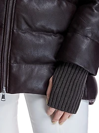 Horizontal Leather Puffer Jacket