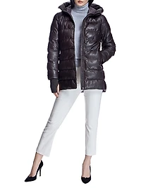 Horizontal Leather Puffer Jacket