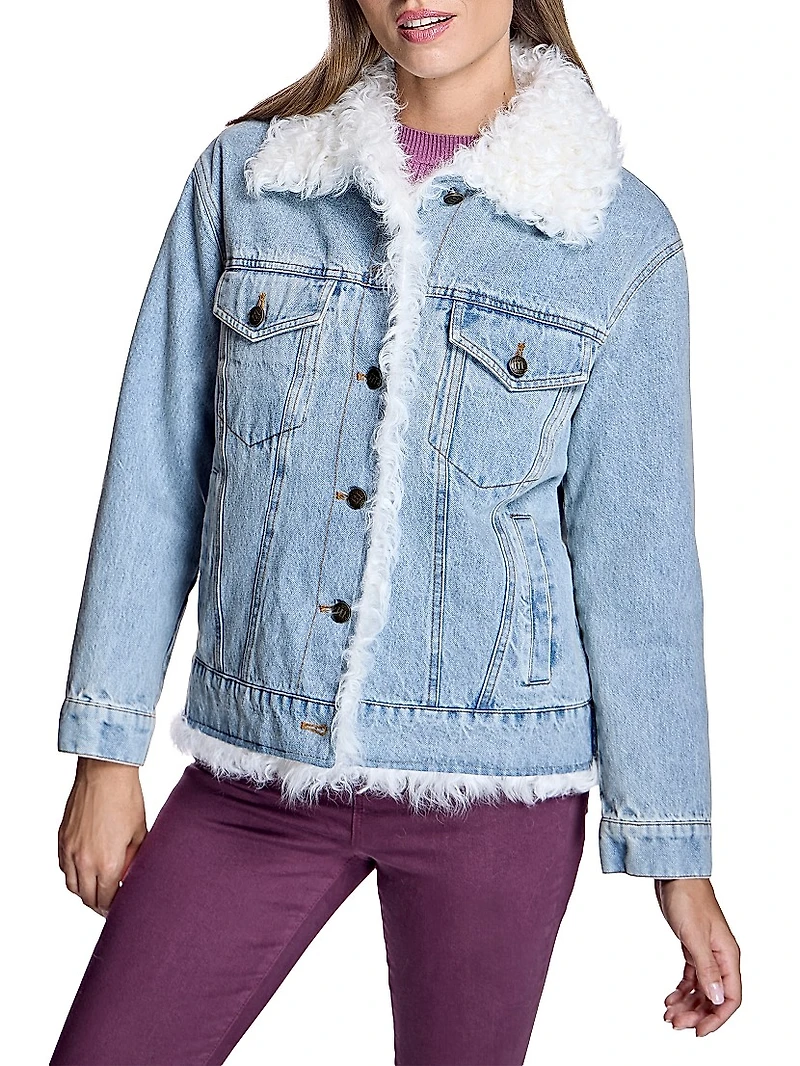 Quilted Lined Denim Jacket with Kalgan Lamb Trims