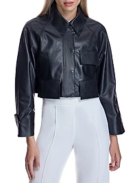 Cropped Leather Shirt Jacket