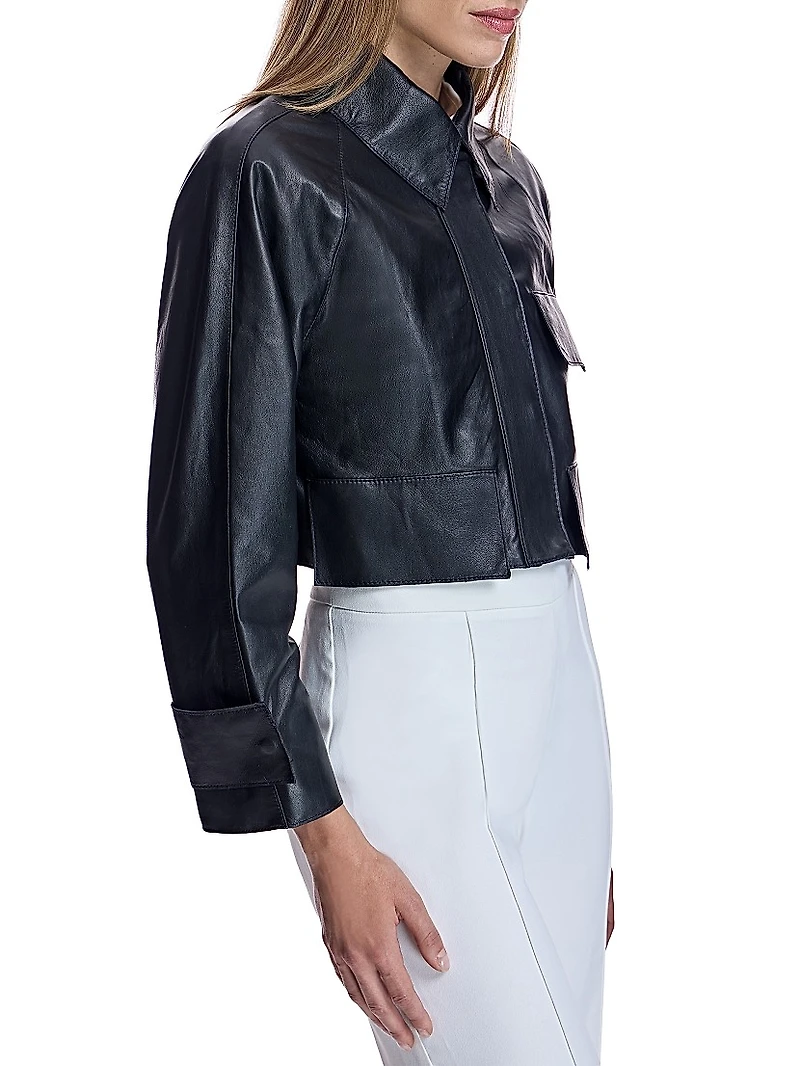 Cropped Leather Shirt Jacket