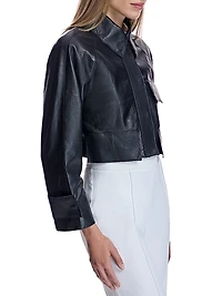 Cropped Leather Shirt Jacket