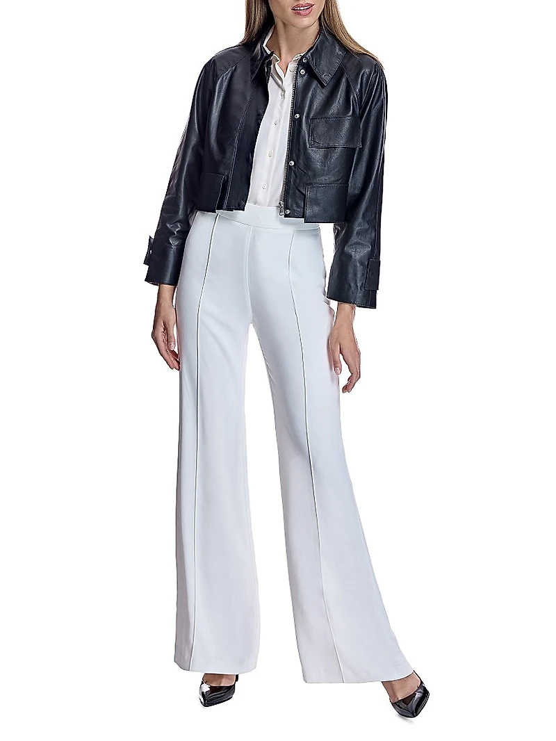 Cropped Leather Shirt Jacket