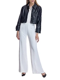 Cropped Leather Shirt Jacket