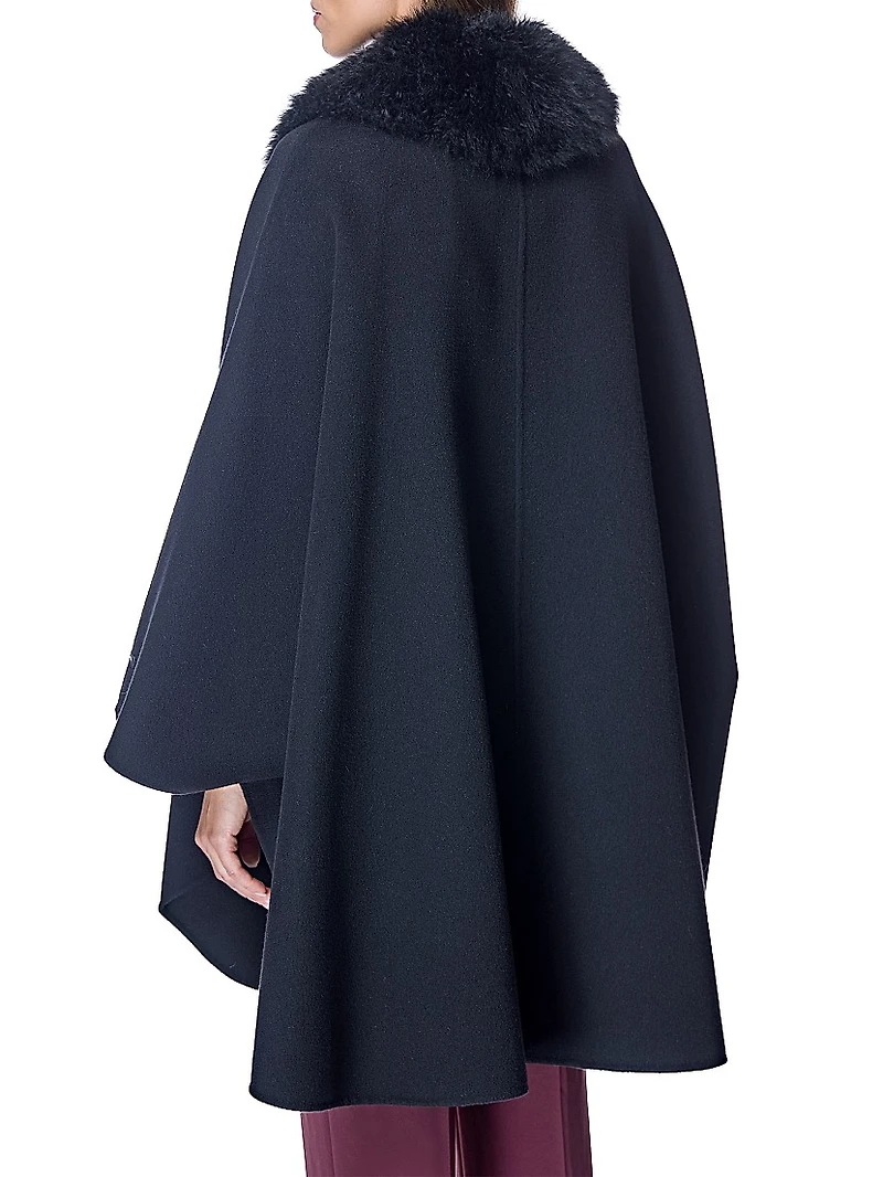 Loro Piana Cashmere Cape with Detachable Shearling Collar
