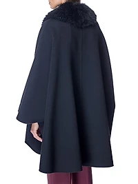 Loro Piana Cashmere Cape with Detachable Shearling Collar