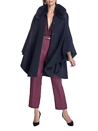 Loro Piana Cashmere Cape with Detachable Shearling Collar