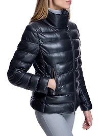 Horizontal Leather Puffer Jacket
