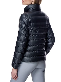Horizontal Leather Puffer Jacket