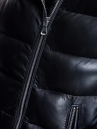 Horizontal Leather Puffer Jacket