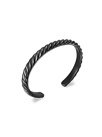 Sculpted Cable Cuff Bracelet Black Titanium, 7MM