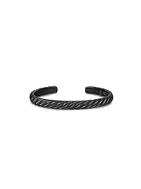 Sculpted Cable Cuff Bracelet Black Titanium, 7MM