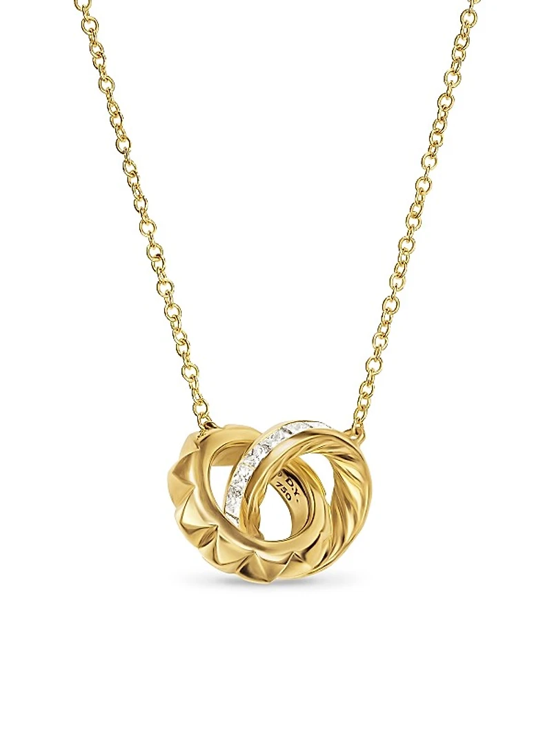 Crossover Trio Chain Necklace in 18K Yellow Gold with Diamonds, 18.5MM