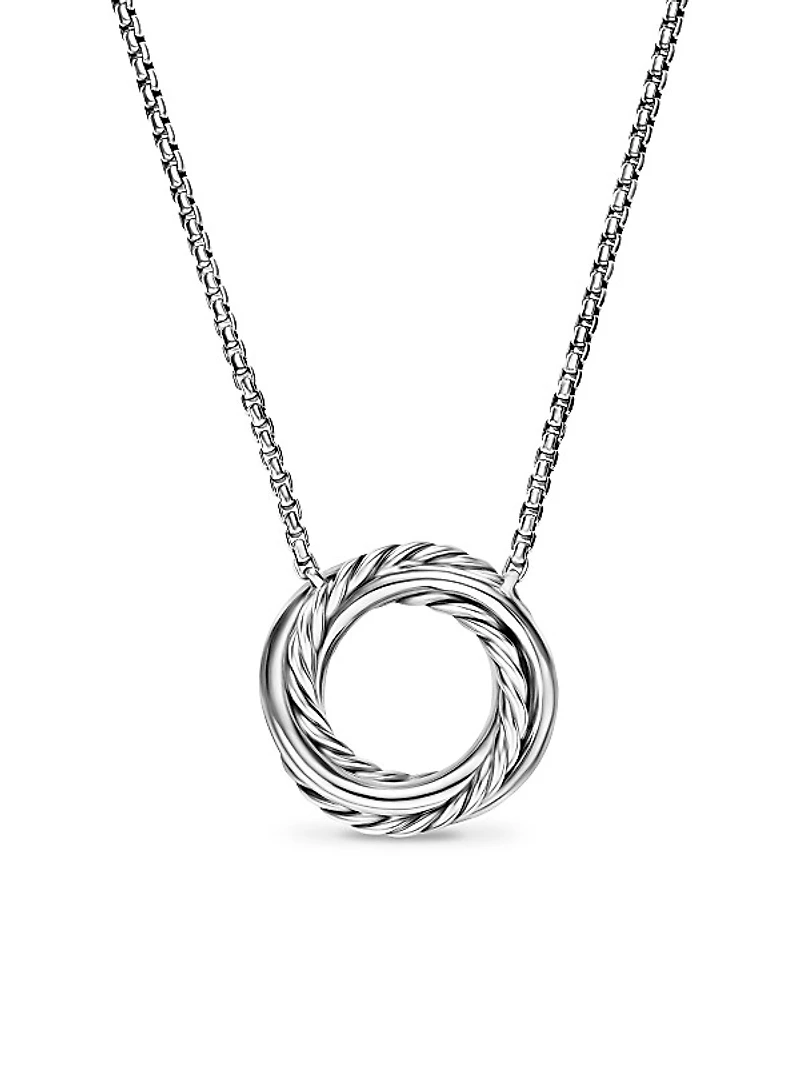 Crossover Pendant Necklace in Sterling Silver with 18K Yellow Gold and Diamonds, 14.5MM
