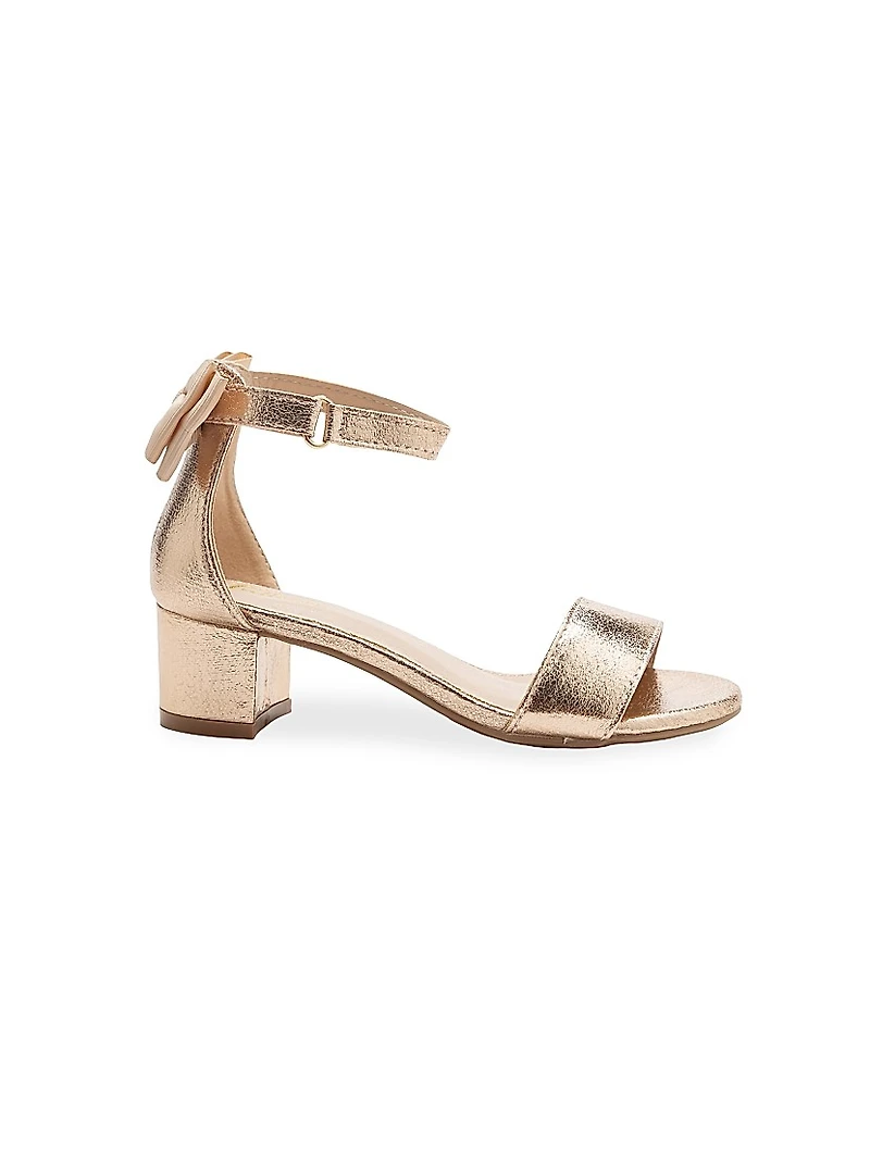 Little Girl's & Metallic Banded Block Heels