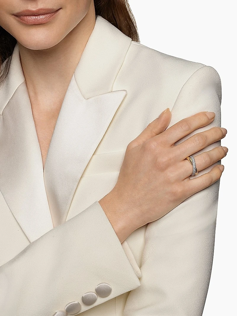 Crossover Two Row Ring 18K Yellow Gold