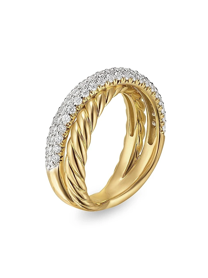 Crossover Two Row Ring 18K Yellow Gold