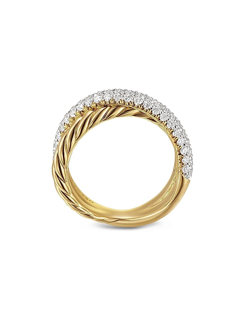 Crossover Two Row Ring 18K Yellow Gold