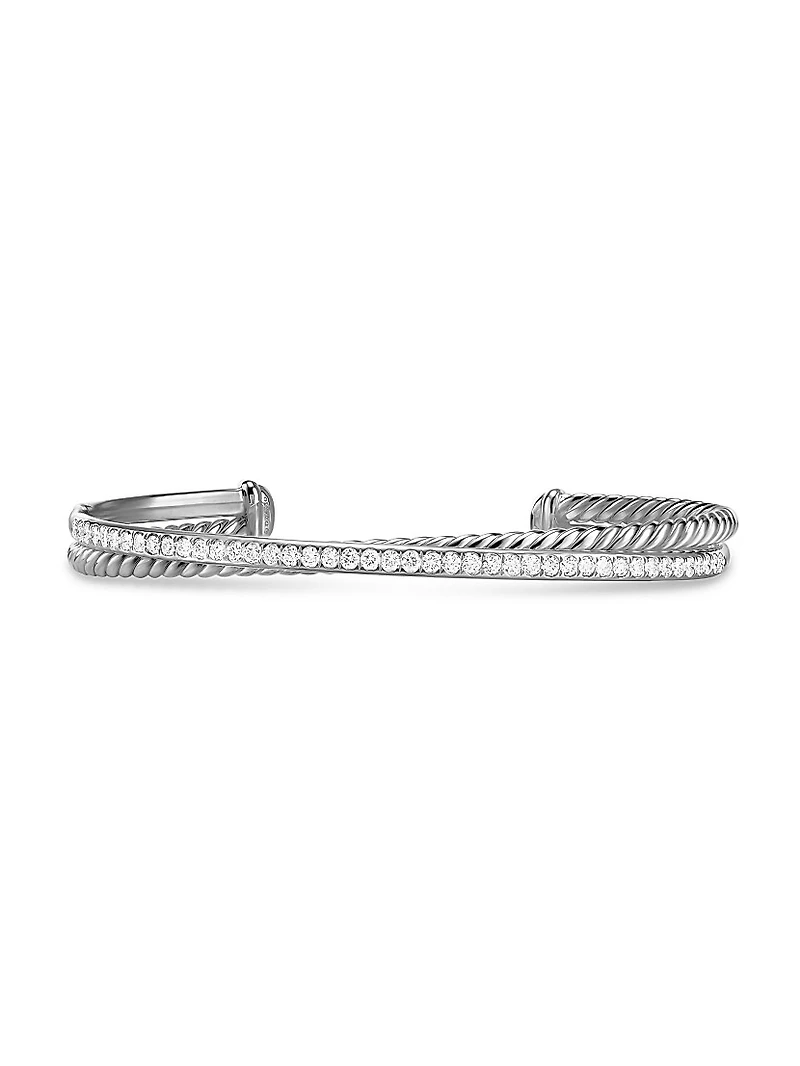Crossover Two Row Bracelet Sterling Silver