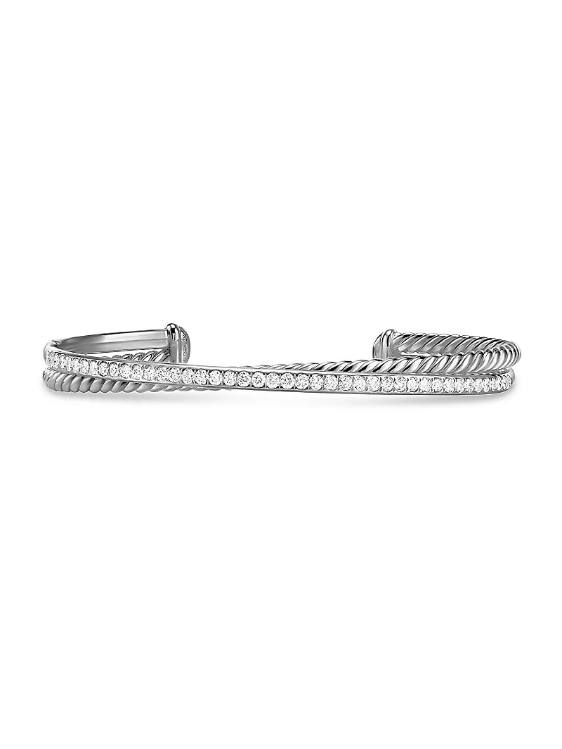 Crossover Two Row Bracelet Sterling Silver