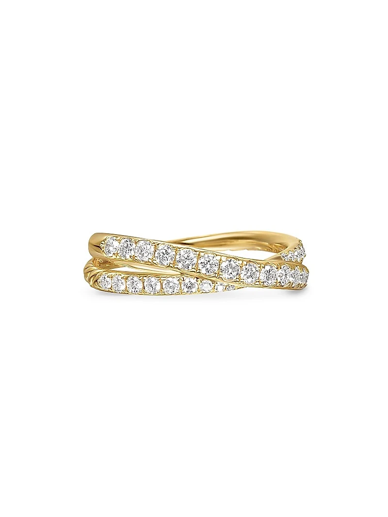Pavé Crossover Ring 18K Yellow Gold