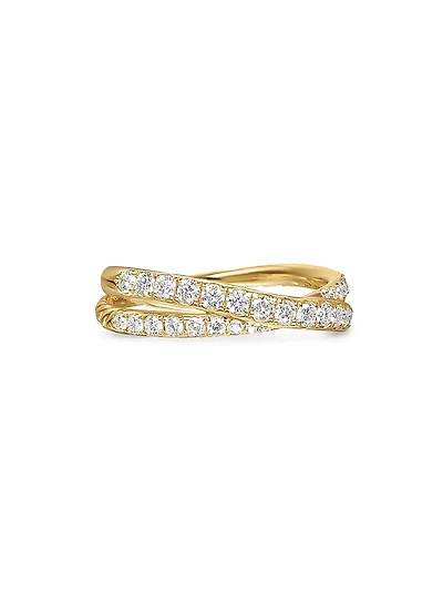 Pavé Crossover Ring 18K Yellow Gold