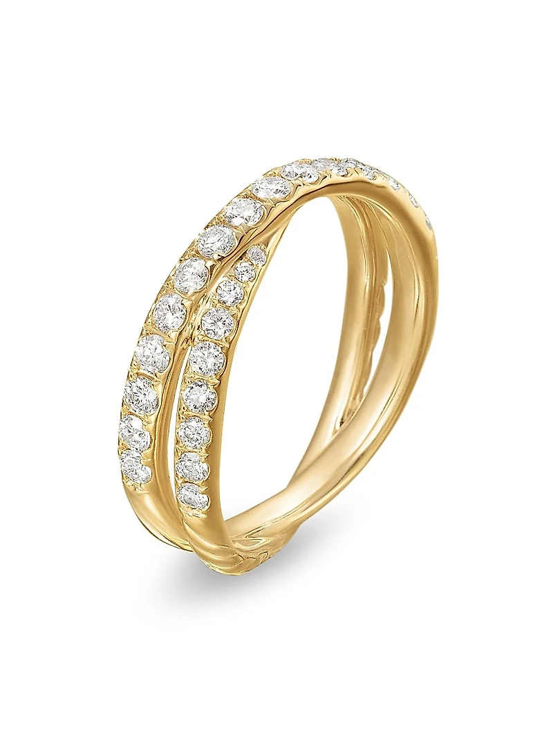 Pavé Crossover Ring 18K Yellow Gold