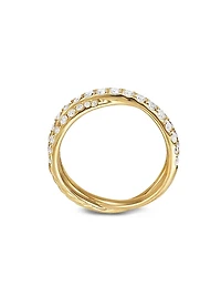 Pavé Crossover Ring 18K Yellow Gold