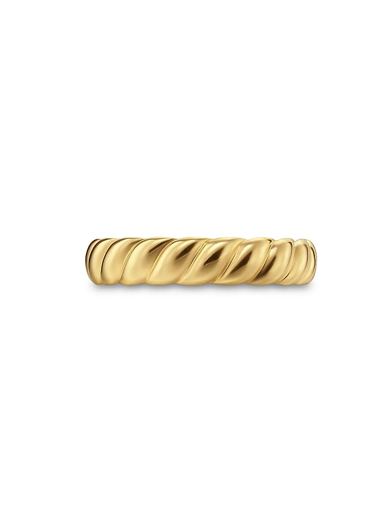 Sculpted Cable Band Ring 18K Yellow Gold, 5MM