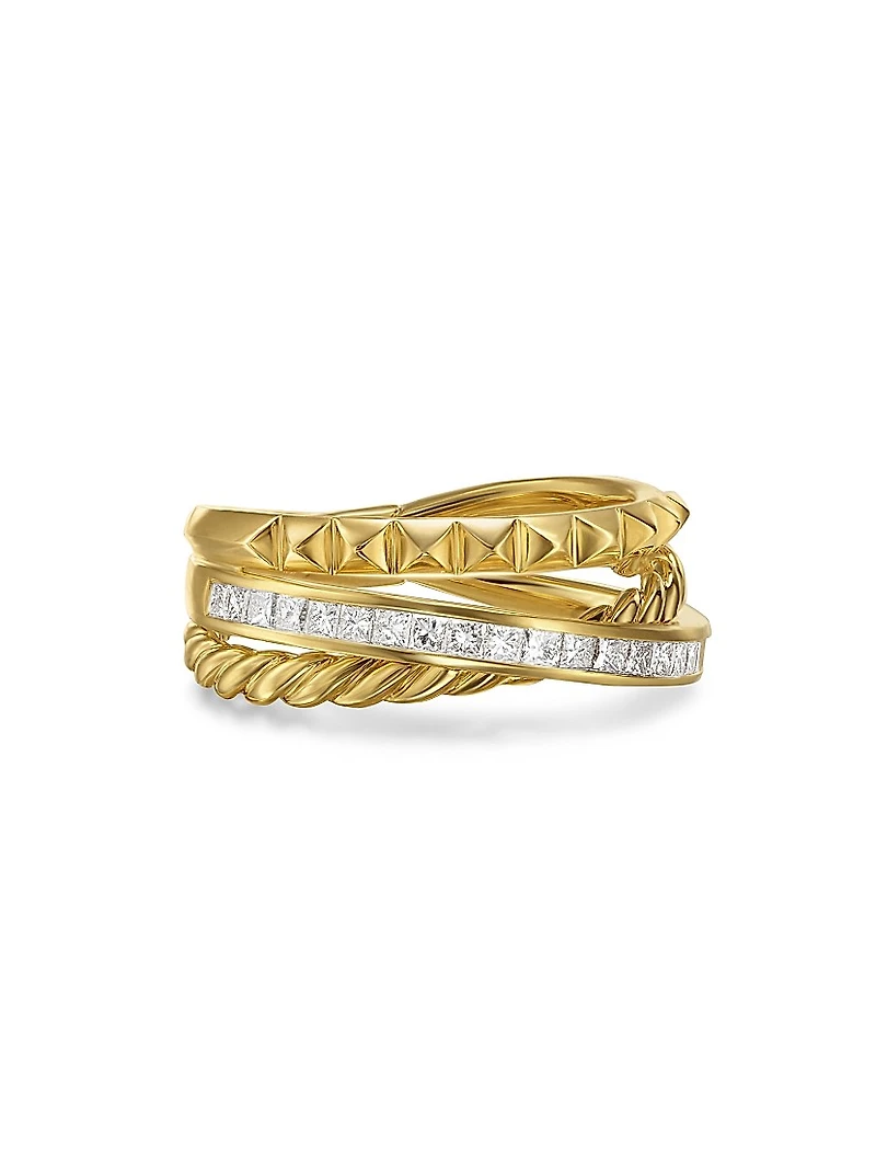 Crossover Trio Three Row Ring 18K Yellow Gold