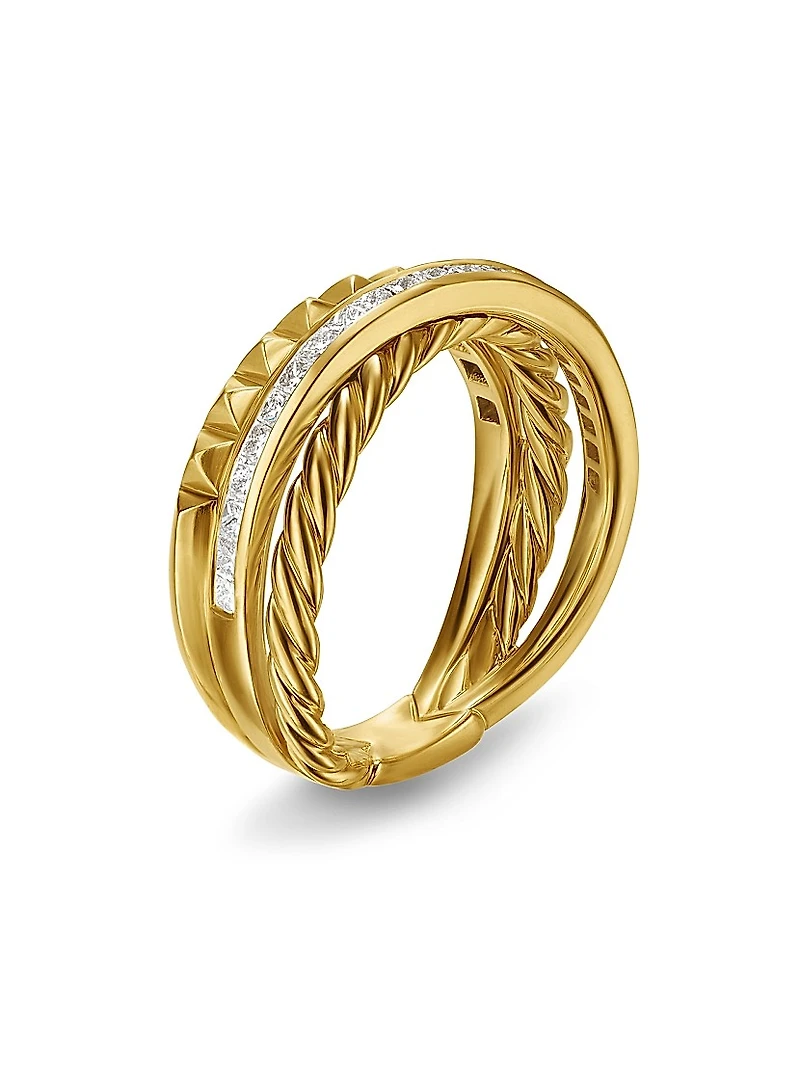 Crossover Trio Three Row Ring 18K Yellow Gold