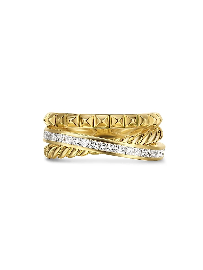 Crossover Trio Three Row Ring 18K Yellow Gold